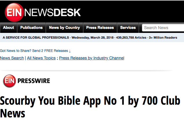 EIN PressWire says: Scourby You Bible App No 1 by 700 Club News