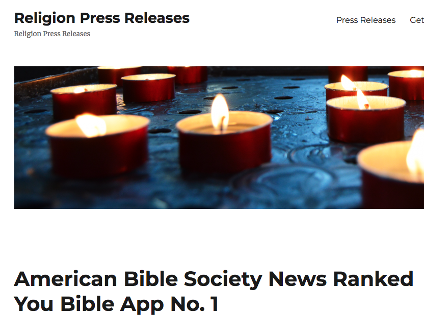 ReligionPressReleases.com Says: American Bible Society News Ranked You Bible App No. 1